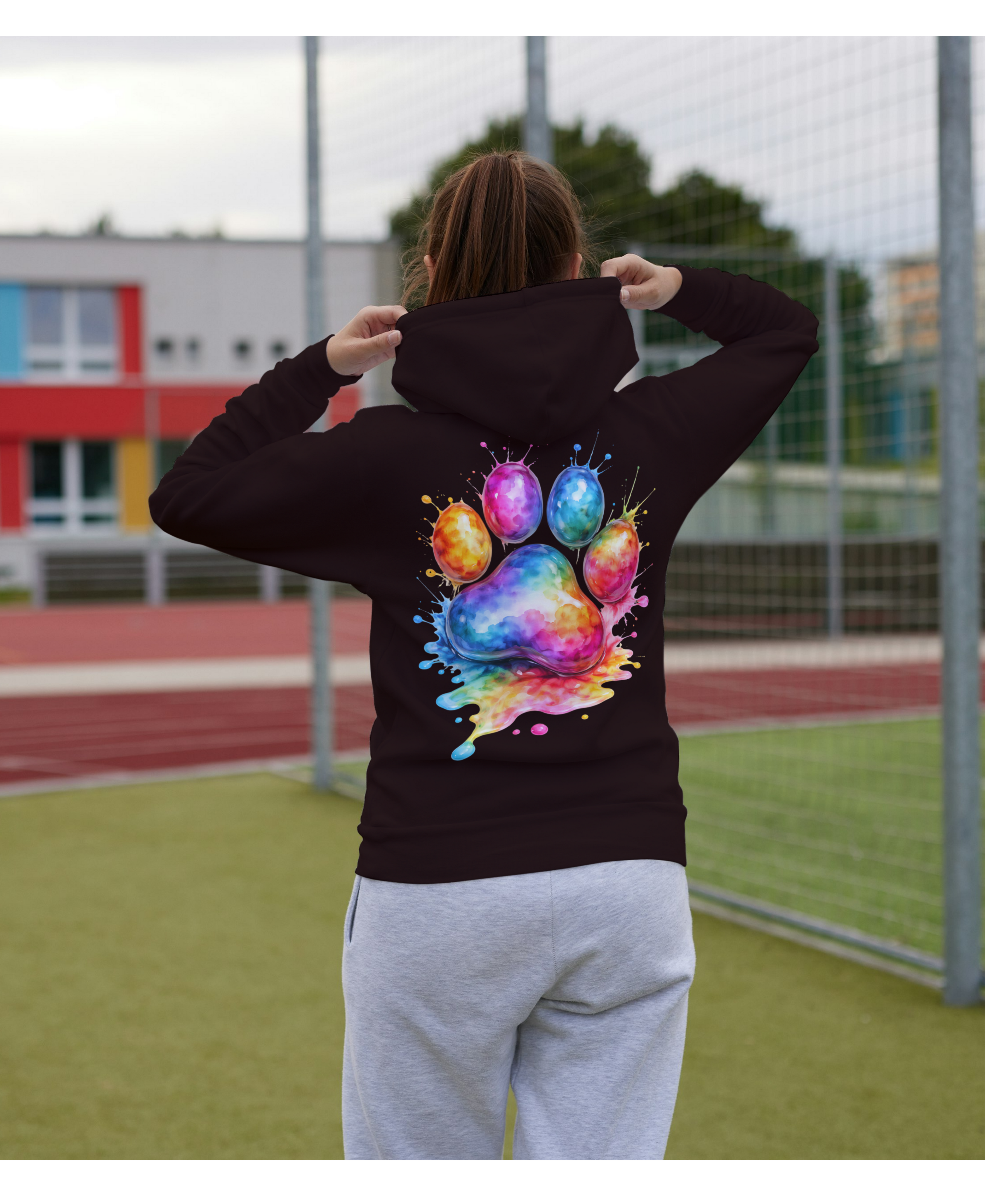 Paw Prints - Cuddling Cat 2 Sided Adult Hoodie