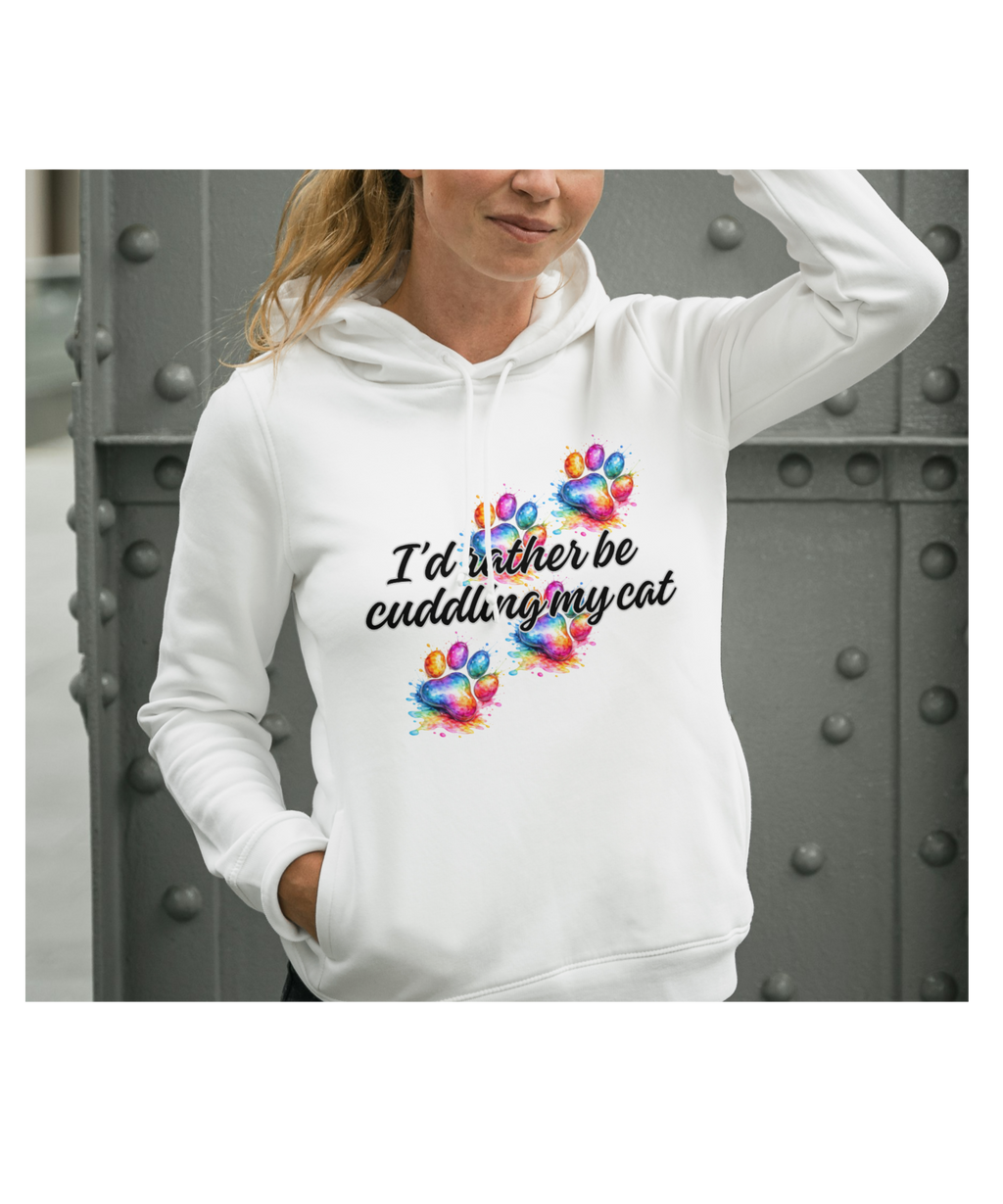 Paw Prints - Cuddling Cat 2 Sided Adult Hoodie